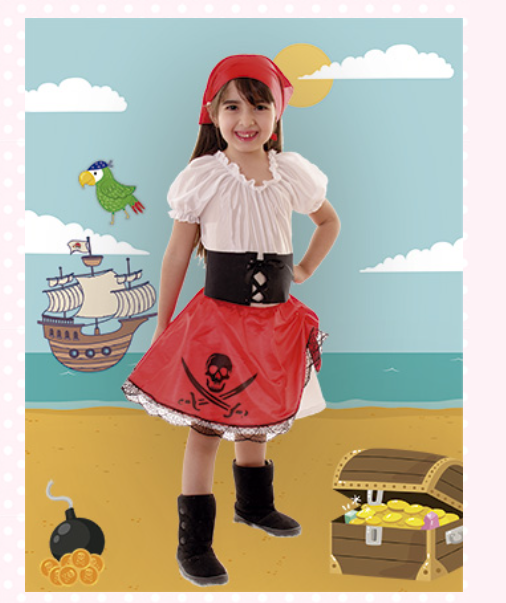 Maldición Humo Mucho Disfraz Pirata Para Niña - Talle 4 - Cotillón Chirimbolos